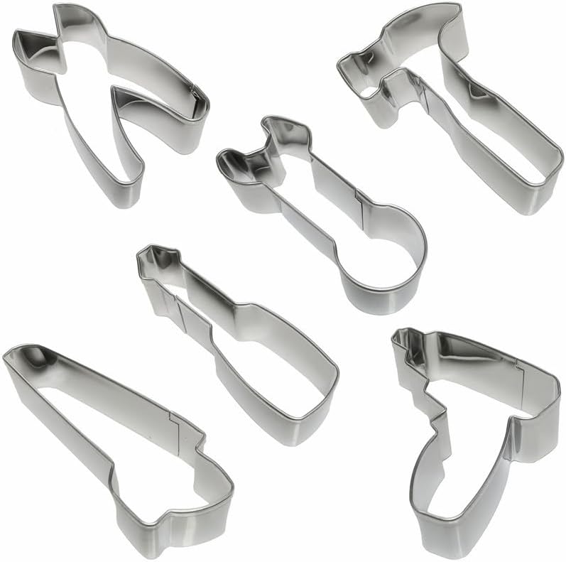 Mini Construction Tools Cookie Cutters Set of 6 pcs, Stainless Steel Mini Hardware Tools Series Shaped Fondant Baking Molds For Father's Day