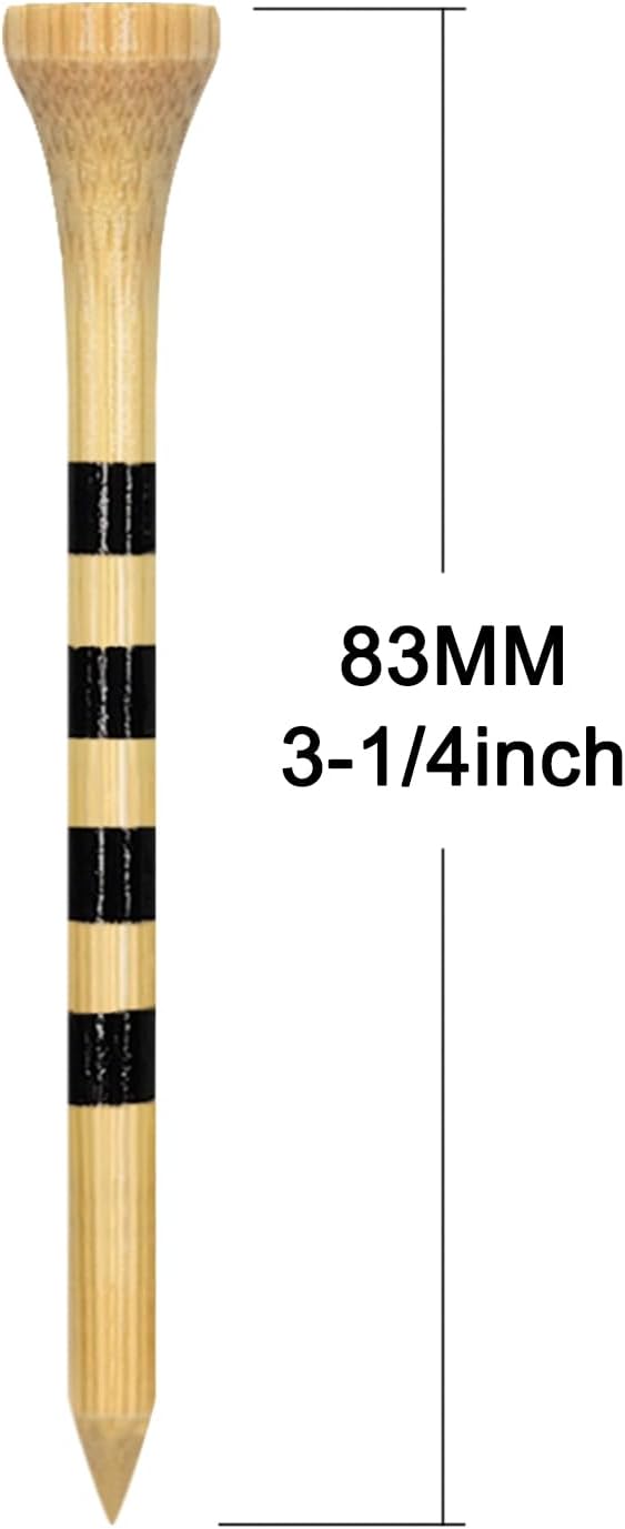 Wooden Golf Tees 3-1/4", 2-3/4", 2-1/8", 1-1/2" Available, 100 Count (Natural Color, White, Black, Blue, Red, Green, Yellow, Pink, Orange)