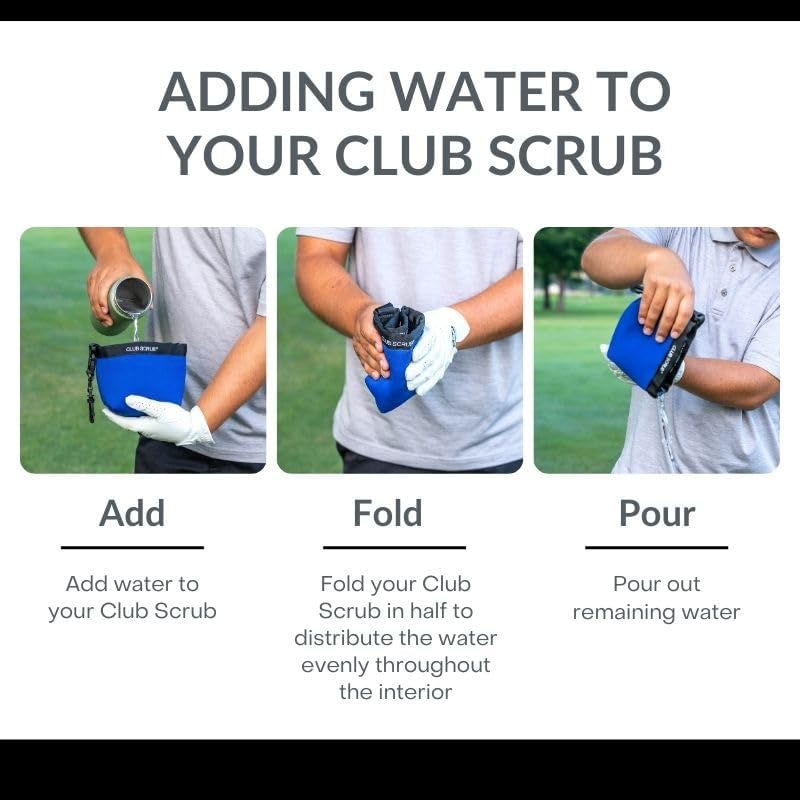 Club Scrub Golf Club and Golf Ball Cleaning Bag, Waterproof Clean Face Technology Liner, Detachable Clip, Machine Washable, Cleans Club Grooves, Dry Exterior (Neoprene or Microfiber Option Available)