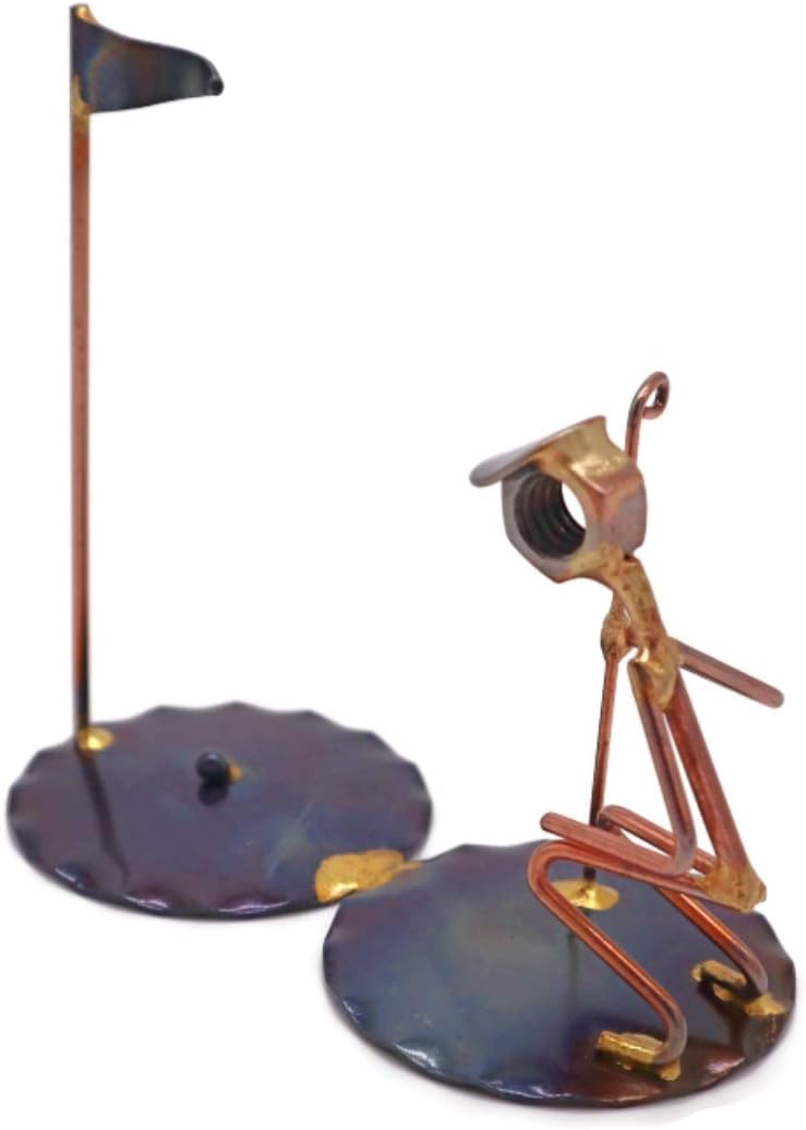 Golf Short Putt Man Collectible Handmade Metal Art Figurine, Desk Accessories, Trophy, Boss Gift, Office Décor, Business Professional, Golfing