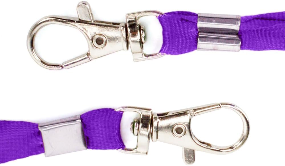 Lanyards 10 Pcs Bulk Lanyard for Id Badges Flat Purple Lanyard with Badge Clip Swivel Hook (10, Purple)