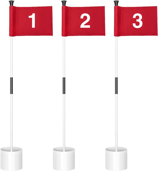 KINGTOP Golf Flagstick Mini, Putting Green Flag for Yard, All 3 Feet, Double-Sided Numbered Golf Flags, Golf Pin Flag Hole Cup Set, Portable 2-Section Design, Gifts Idea