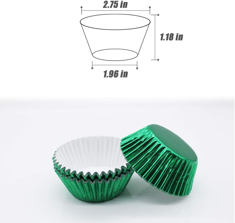 Green Cupcake Liners for Baking,GOLF 500 Pack Standard Size Red Foil Cupcake Liners Wrappers Metallic Baking Cups,Muffin Paper Cases