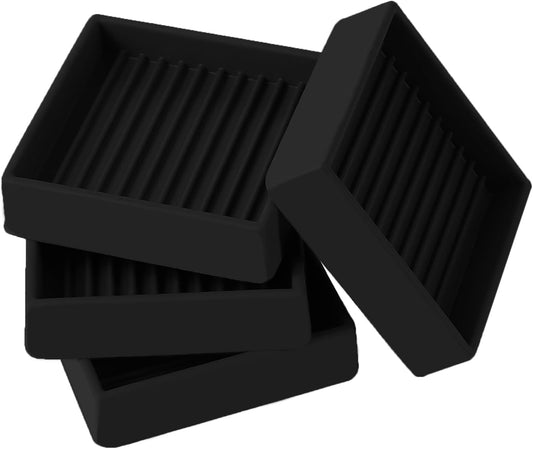 2x2 Square Rubber Furniture Caster Cups, Anti-Sliding Furniture Pads Bed Stopper Floor Protectors with Grip - Protect Any Flooring