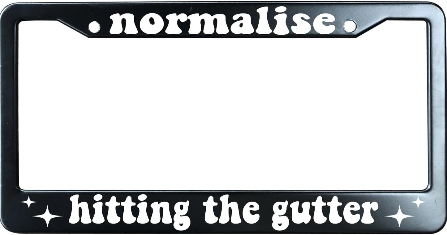 Normalise Hitting The Gutter Funny License Plate Frame for Men/Women, Stainless Steel Auto Car Plate Cover UV Printed, Personalized Humor Gift