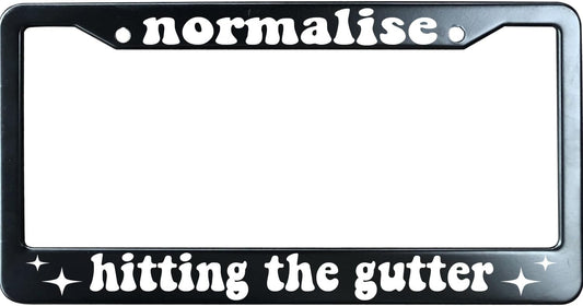 Normalise Hitting The Gutter Funny License Plate Frame for Men/Women, Stainless Steel Auto Car Plate Cover UV Printed, Personalized Humor Gift