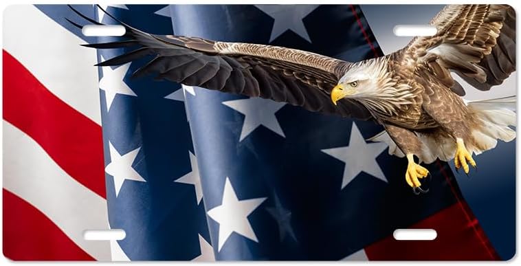 Unique Vanity License Plates | 16 Individual Designs | 3 Sizes (Automobile, Golf Cart, Motorcycle/Bike) | Made in U.S.A. | Custom Car Tags (Bald Eagle, Standard (12" x 6"))
