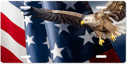 Unique Vanity License Plates | 16 Individual Designs | 3 Sizes (Automobile, Golf Cart, Motorcycle/Bike) | Made in U.S.A. | Custom Car Tags (Bald Eagle, Standard (12" x 6"))