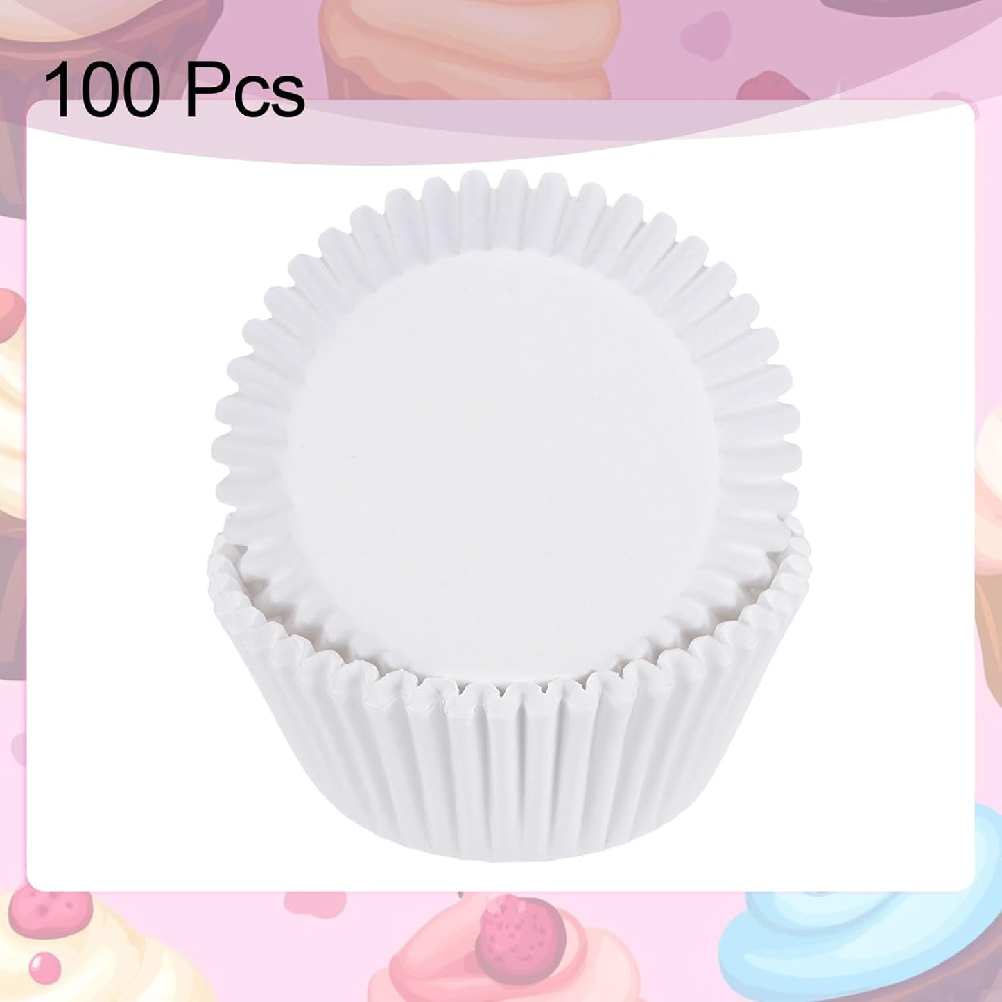 HARFINGTON 100 Count Cupcake Liners White Cupcake Cups Standard Size Muffins Liners Papers Baking Cups Wrappers Greaseproof for Party Wedding Birthday