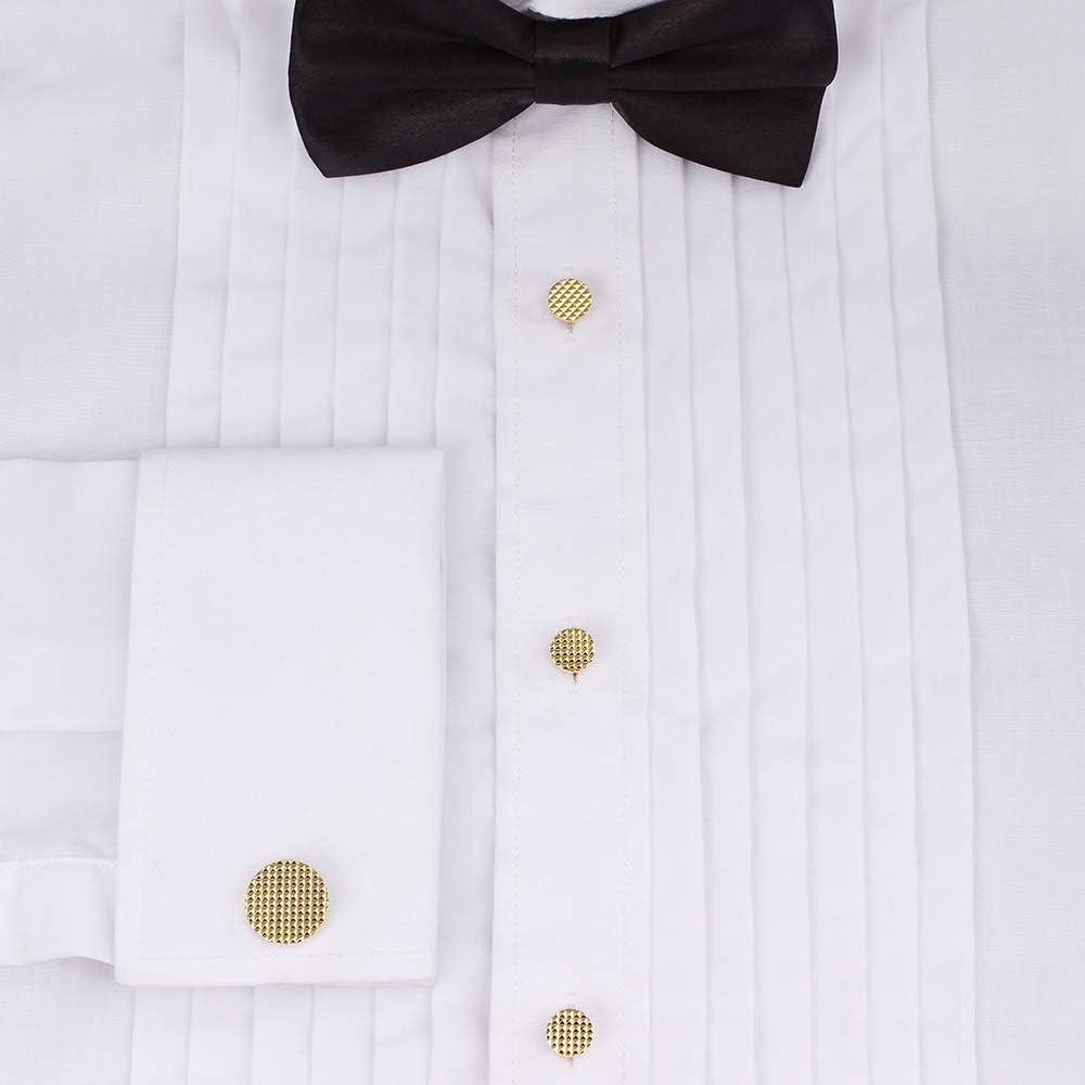 HAWSON Silver/Gold Cufflinks for Men with Tuxedo Shirt Studs,Men Accessories Jewelry with Gift Box,Gifts for Family,Best Friend on Wedding Business Birthday Anniversary