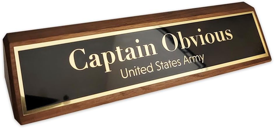 Custom Desk Wedge Name Plate - Personalized Titles and Styles (2x8 Inch, Solid Walnut w/Name Plate)