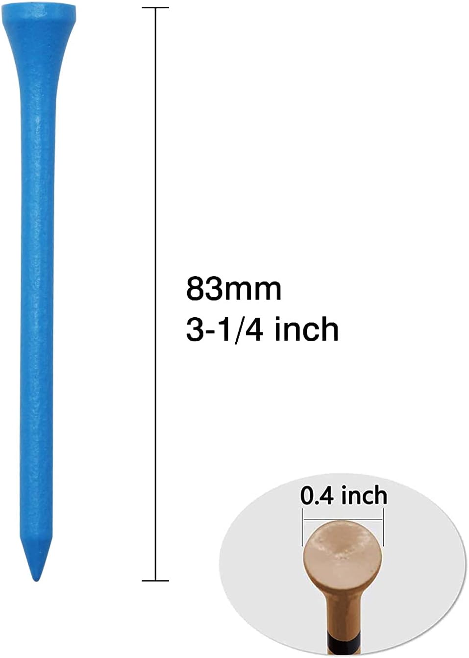 Golf Tees Durable Bamboo Tees 100Pcs 100Pcs 3-1/4" Friendly Biodegradable Material Reduce Friction Side Spin More Stable