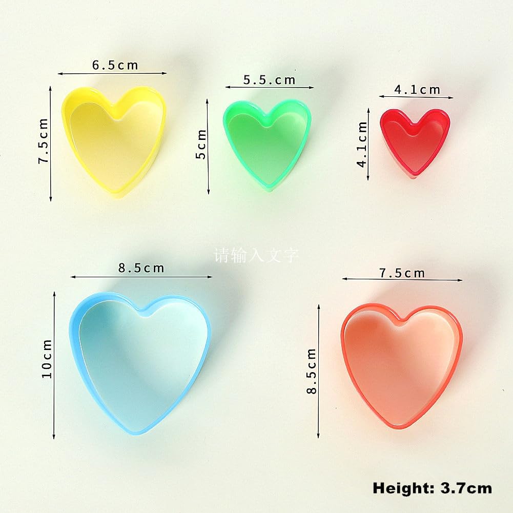 Cookie Cutter Set for Baking, 5PCS Sandwich Fondant Cake Fruit Vegetable Shapes Cutter Set (Heart)