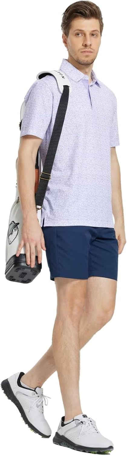 M MAELREG Mens Golf Shirt Short Sleeve Dry Fit Print Moisture Wicking Performance Patterns Collared Polo Shirt