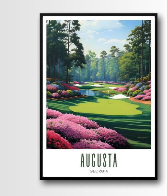 Augusta National Golf Wall Art Poster, Georgia Masters Scenic Print for Living Room or Office, Vintage Floral Course Decor, Gift for Dad or Golf Fans (Unframed) (9x11)