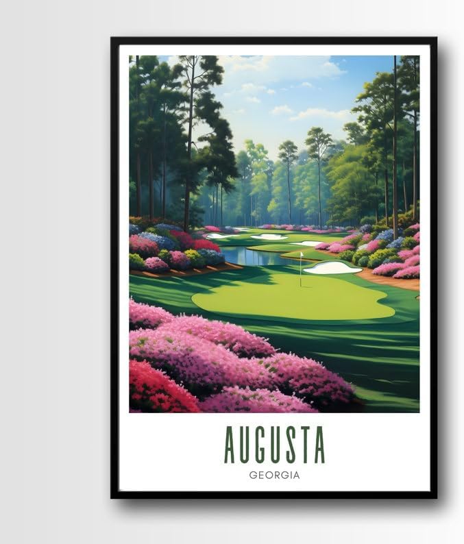 Augusta National Golf Wall Art Poster, Georgia Masters Scenic Print for Living Room or Office, Vintage Floral Course Decor, Gift for Dad or Golf Fans (Unframed) (12x18)