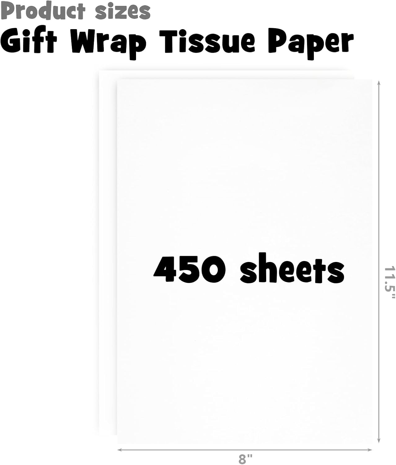 VGOODALL 450 Sheets White Tissue Paper, 11.5x8 Inch Gift Wrapping Paper for Holiday Birthday DIY Crafts Project