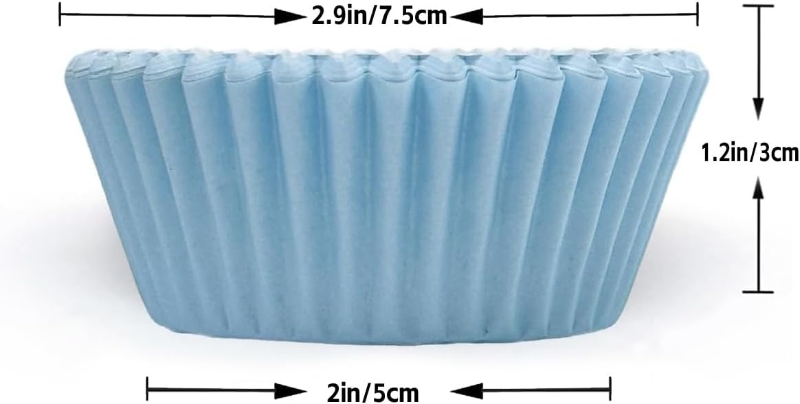 QiQee 300 Counts Cupcake Liners - Food Grade 6 Solid Blue Colors Cupcake Papers Muffin Baking Cups (Standard Size)