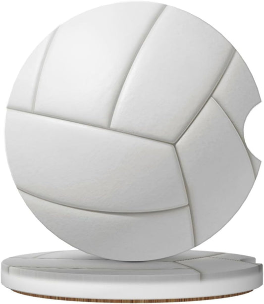 Car Cup Holder Coasters, Volleyball Car Coasters for Cup Holder Drinks, 2 Pack Ceramic Cute Auto Interior Accessories for Women Men