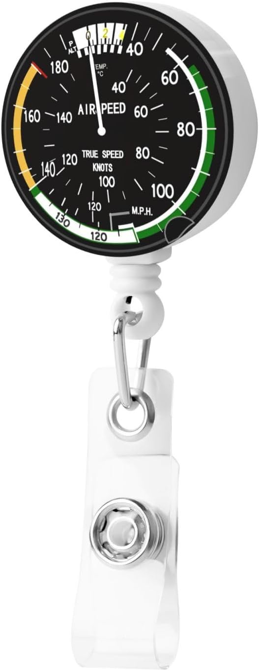 Airplane Aircraft Speedometer Badge Reels Pilot Flight Retractable Badge Holder with Clip for Id Name Tag Office Worker Student Teacher Nurse Doctor