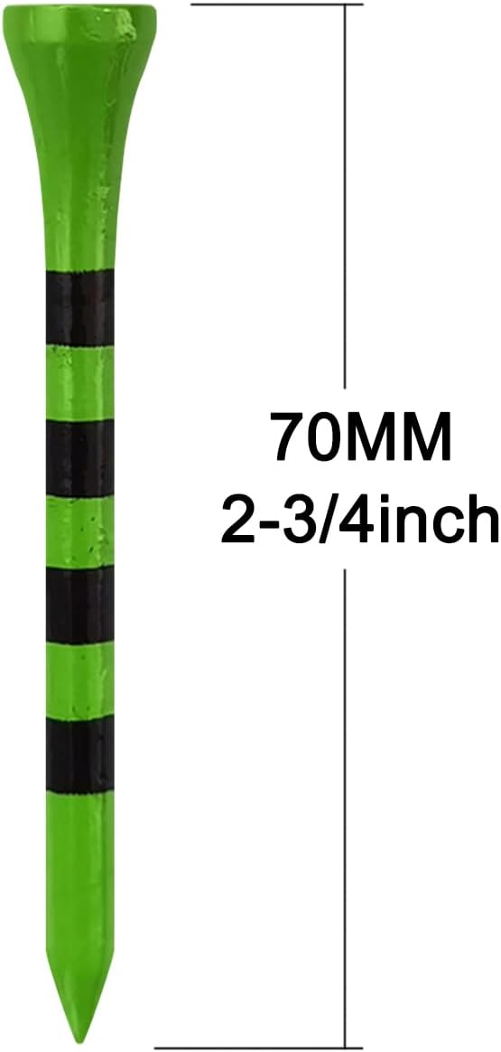 Wooden Golf Tees 3-1/4", 2-3/4", 2-1/8", 1-1/2" Available, 100 Count (Natural Color, White, Black, Blue, Red, Green, Yellow, Pink, Orange)