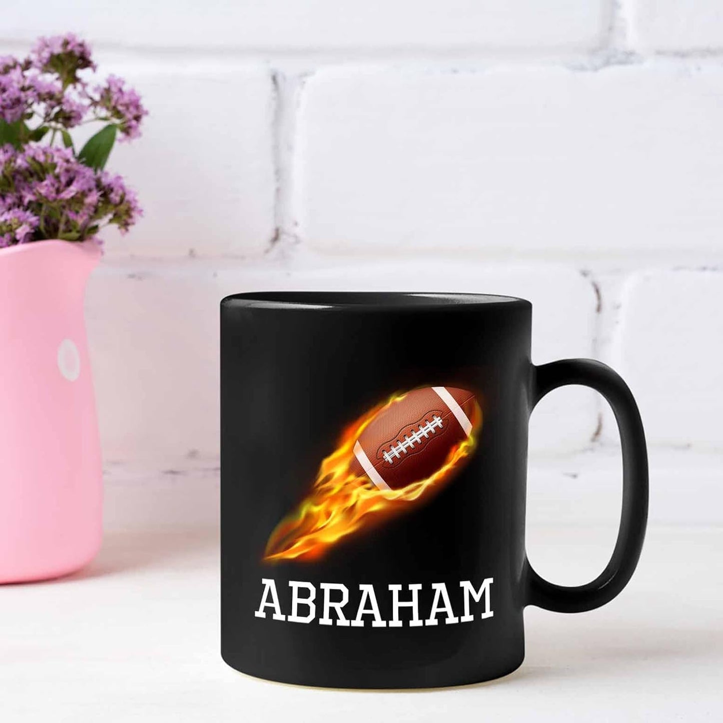 Personalized Choose Name Football Coffee Cup Gifts For Men Women Football Lovers, Customized Football Sport Black Ceramic Mug 11 Oz 15 Oz, American Football Coffee Mugs, American Football Player Mug