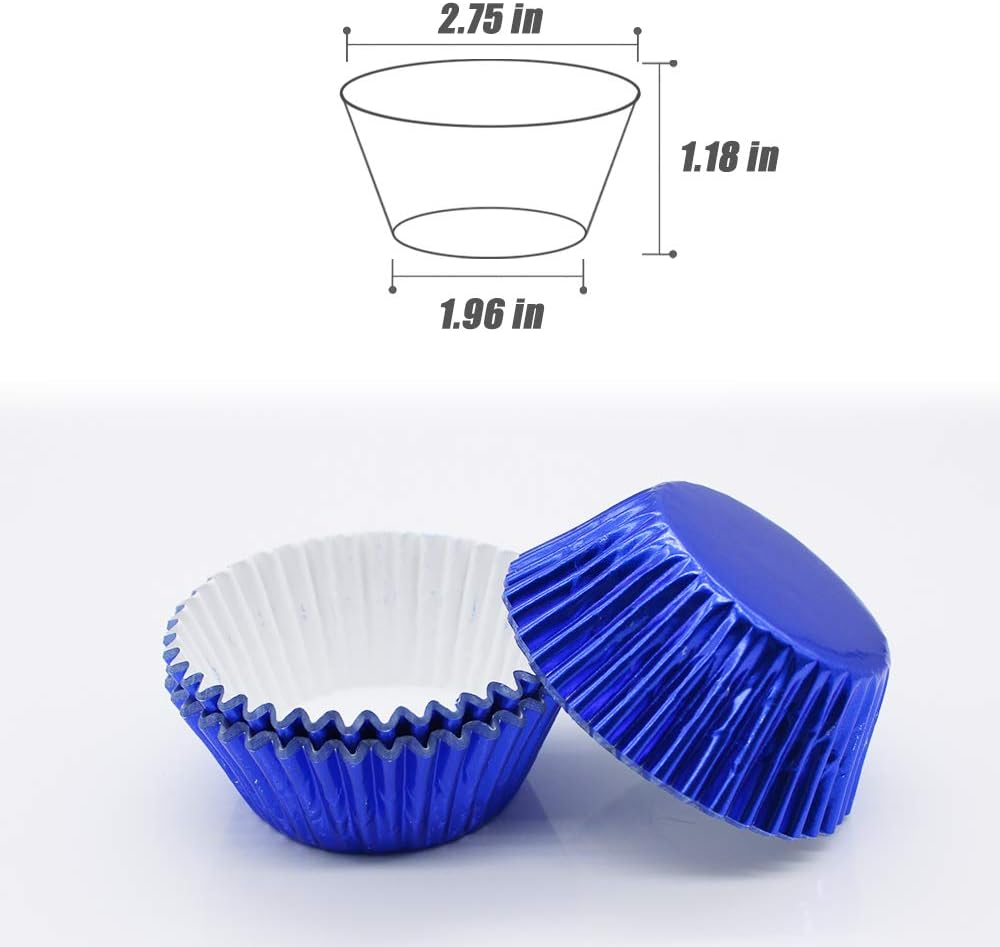 Blue Cupcake Liners for Baking,GOLF 500 Pack Standard Size Red Foil Cupcake Liners Wrappers Metallic Baking Cups,Muffin Paper Cases