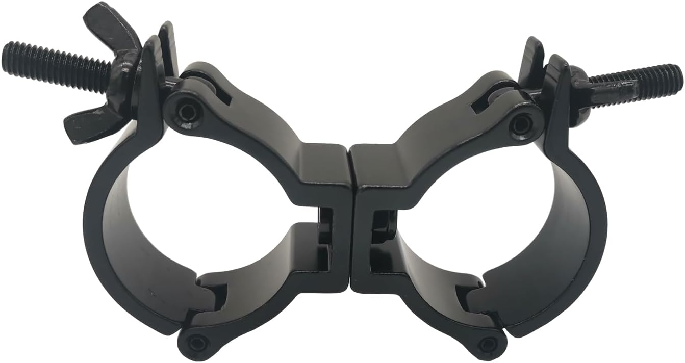1.88-2 Inch Lighting Truss Dual Swivel Coupler DJ Light Clamps Heavy Duty Aluminum Alloy 220 Lbs for 48-51 mm Pipe Black for Stage Lights Black 1 Piece