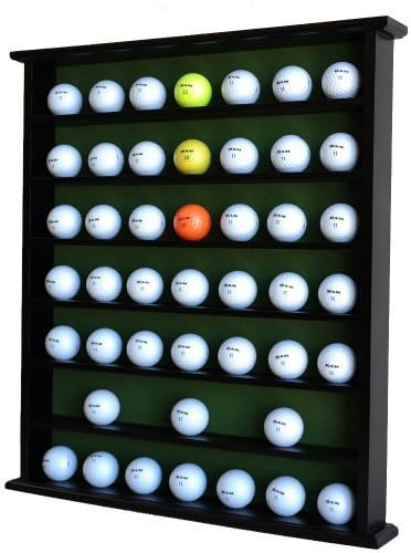 DisplayGifts Golf Gift 49-Golf Ball Display Case Cabinet Rack, No Door Open Rack Black Finish Frame