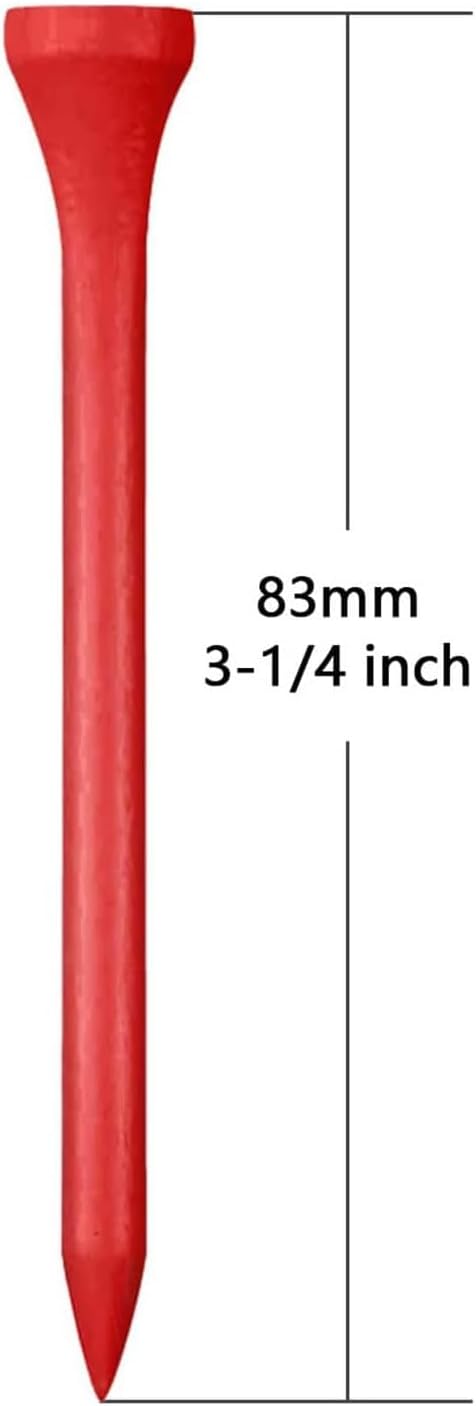 Wooden Golf Tees 3-1/4", 2-3/4", 1-1/2" Available,100 Count (Natural Color, White, Black, Blue, Red, Pink)