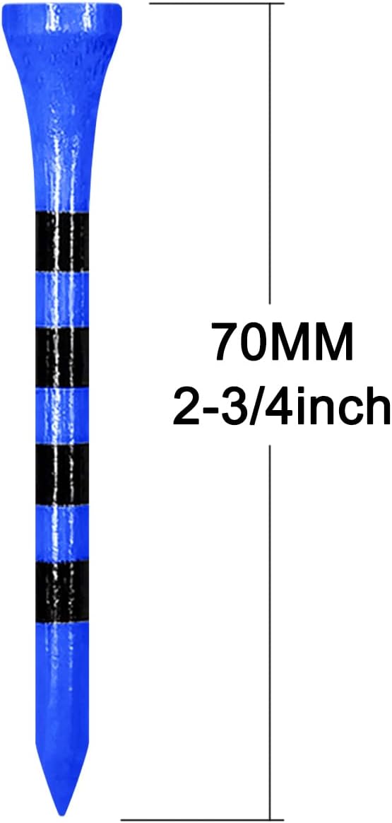 Wooden Golf Tees 3-1/4", 2-3/4", 2-1/8", 1-1/2" Available, 100 Count (Natural Color, White, Black, Blue, Red, Green, Yellow, Pink, Orange)