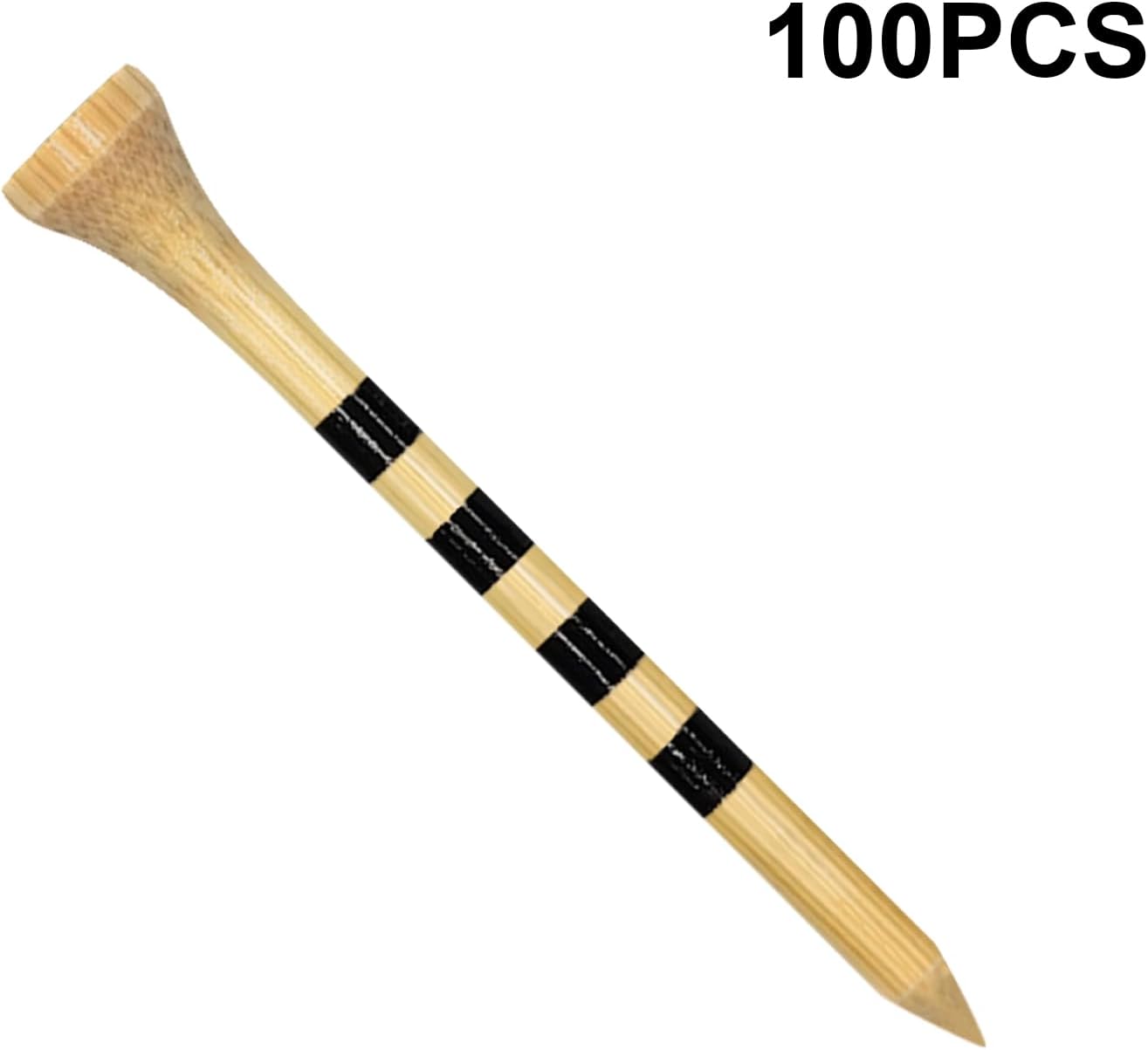 Wooden Golf Tees 3-1/4", 2-3/4", 2-1/8", 1-1/2" Available, 100 Count (Natural Color, White, Black, Blue, Red, Green, Yellow, Pink, Orange)