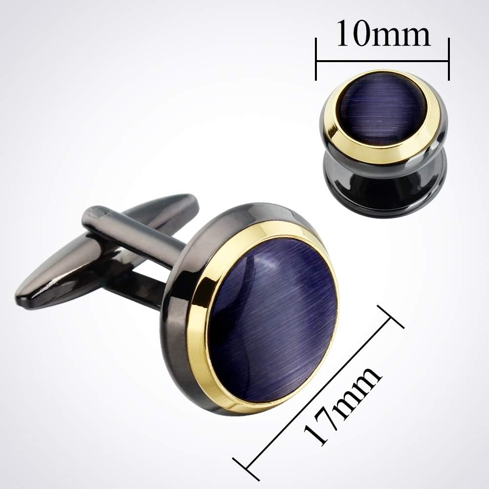 HAWSON Cufflinks and Studs for Men-Fashion Men Vintage Enamel Carbon Fiber Tuxedo Shirt Cufflinks and Studs Set for Regular Wedding Business Accessories