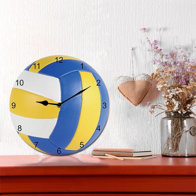 Volleyball Wall Clock Sport Ball Wall Clock Wall Clock Non Ticking Silent Kitchen Clock Battery Operated Clocks for Living Room Bedroom Decor Round 10inch