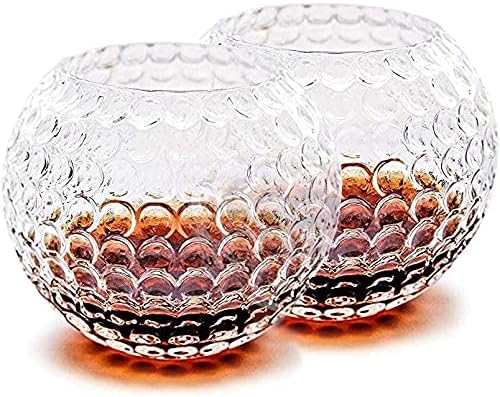 Golf Whiskey Glasses - Set of 2 - Unique, Handmade, Durable, and Fun Golf Drinking Accessories 10 Ounces Each and Handmade with Robust Packaging (2 Glasses, Not Personalized)