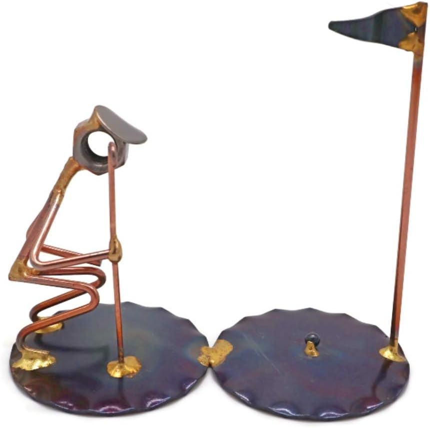 Golf Short Putt Man Collectible Handmade Metal Art Figurine, Desk Accessories, Trophy, Boss Gift, Office Décor, Business Professional, Golfing