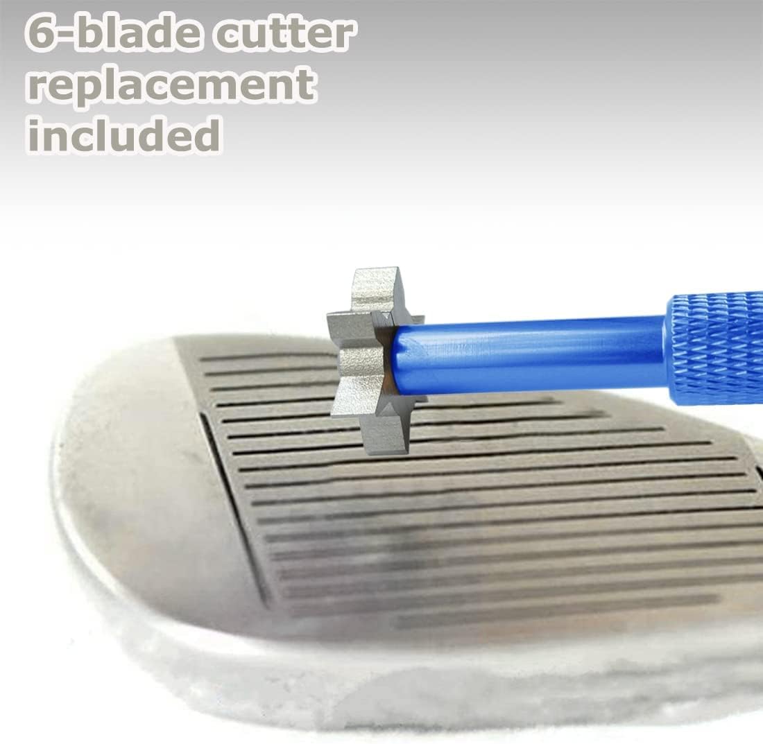 Golf Groove Sharpener,Golf Club Groove Sharpener,Groove Sharpener,Club Sharpener,Groove Sharpening Tool - Generate Optimal Backspin - Suitable for U & V-Grooves (6 Heads) (Blue)