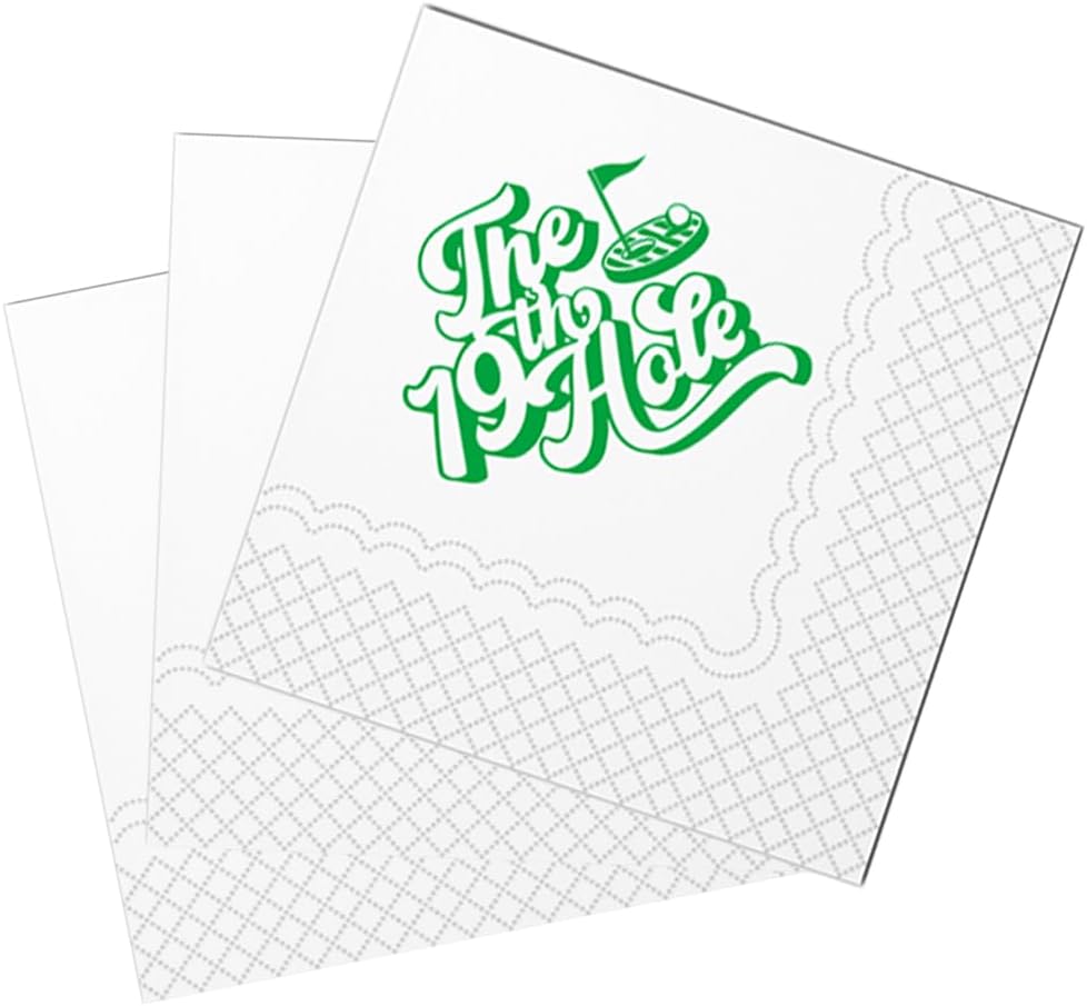 SharkBliss Golf Cocktail Napkins, The 19th Hole Birthday Disposable Paper Cocktail Beverage Napkins for Golf Theme 19th Birthday Party Table Decor 2-Ply, 5x5" (50, The 19th Hole)