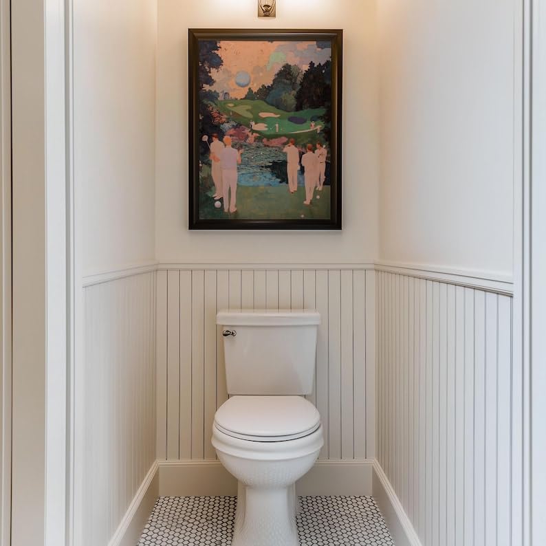 Nationcog Retro Golf Oil Painting Wall Art, Vintage Abstract Sports Print for Bar, Office or Game Room Decor, Masters Course Golfer Artwork with Tee Time Theme (Unframed) (24x36)