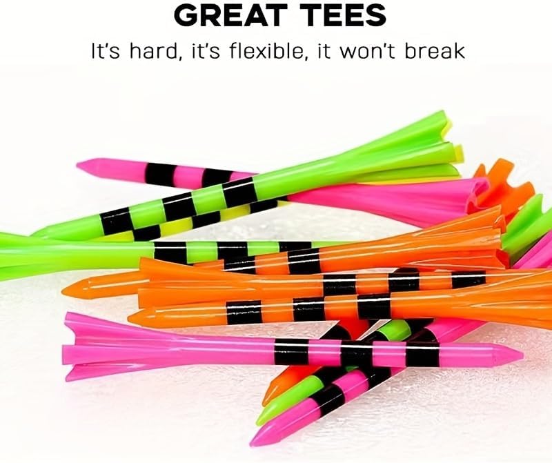 SWINGTEK 120 Pack Plastic Golf Tees,Contain 100 pcs 3-1/4 Inch Unbreakable Long Tees and 20 Short Tees,Mixed Color,Frictional Resistance Reduction