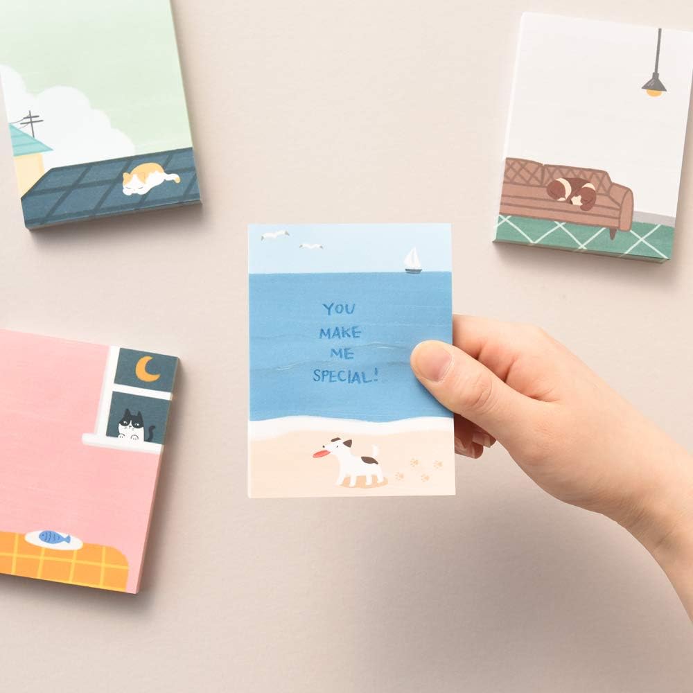 Monolike Memopad Playing Days design SET - 4 Packs, 4 Different Designs, 100 Sheets Per Pad, Total 400 Sheets, Note pads, Writing pads