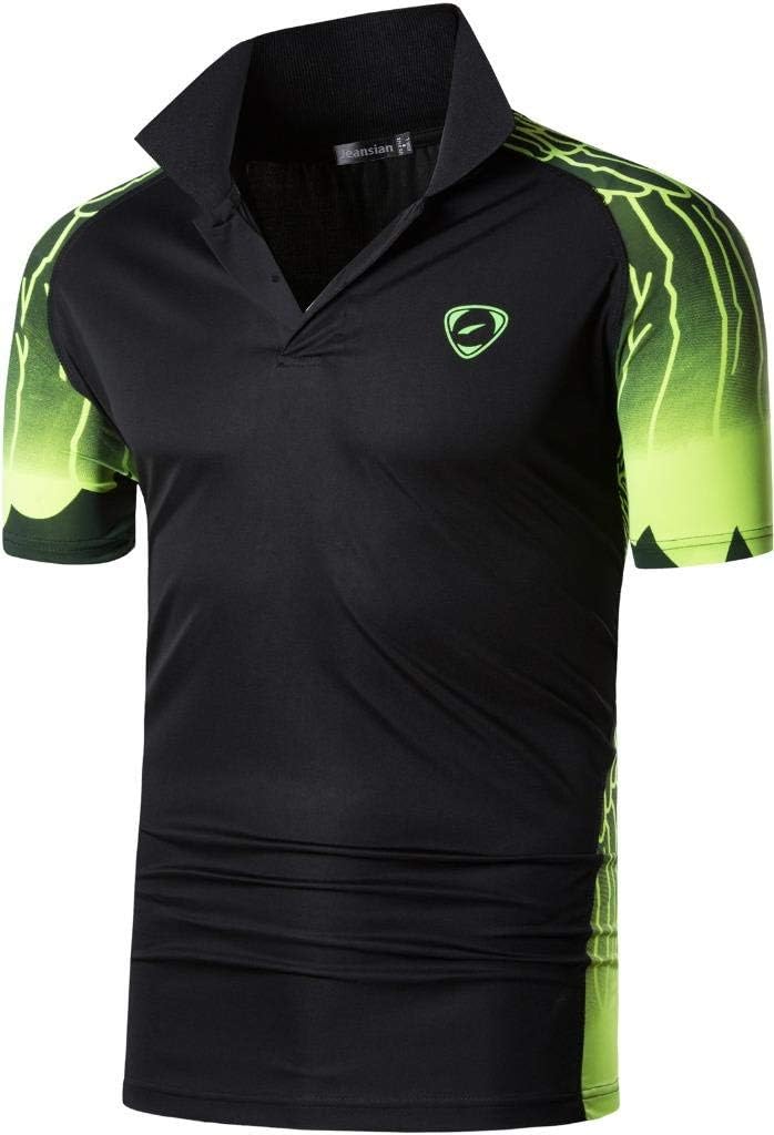 jeansian Men's Sport Outdoor Quick Dry Fit Short Sleeves Polo Tee Shirt Tshirt T-Shirt Tops Golf Tennis Bowling LSL195