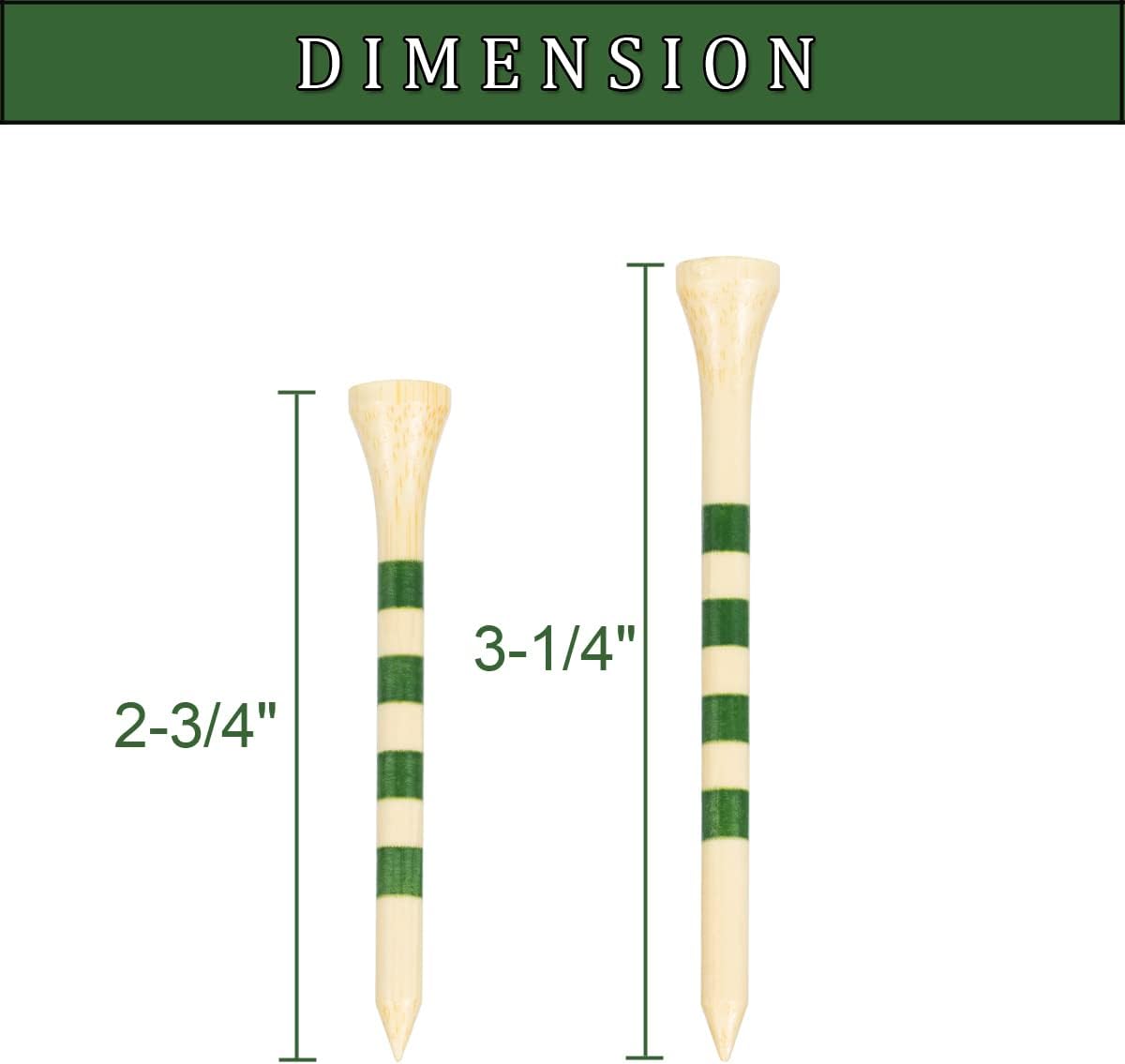 MAZEL Natural Wood/Bamboo Golf Tees 2 3/4 Inch & 3 1/4 Inch,Pack 50 or 120,Reduce Friction & Side Spin,More Stable Golf Tees