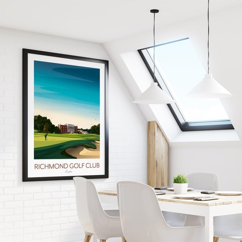 Richmond Golf Club Print - London Golf Course, Richmond Golf Club Poster, London Golf Course Print, Golf Art Wall Decor, Golf Landscape Illustration (Unframed) (11x14)