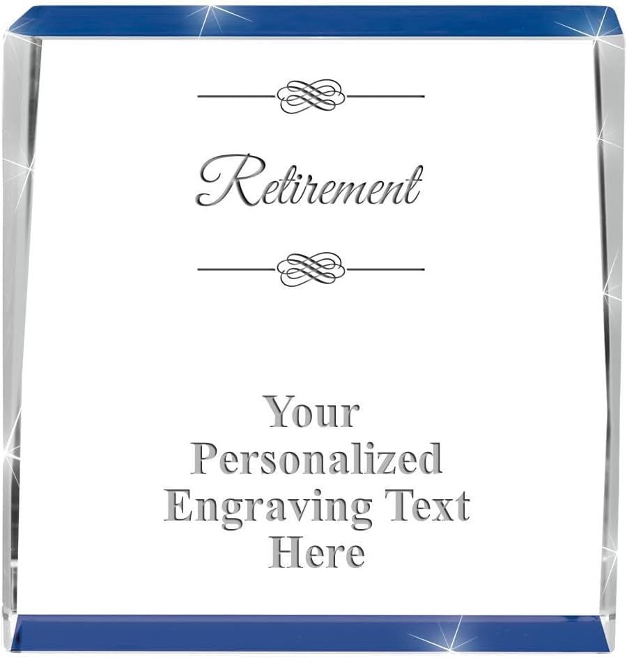 Crown Awards Customizable Crystal Trophy, 4" Engraved Blue Spotlight Crystal Award