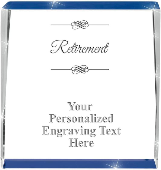 Crown Awards Customizable Crystal Trophy, 4" Engraved Blue Spotlight Crystal Award