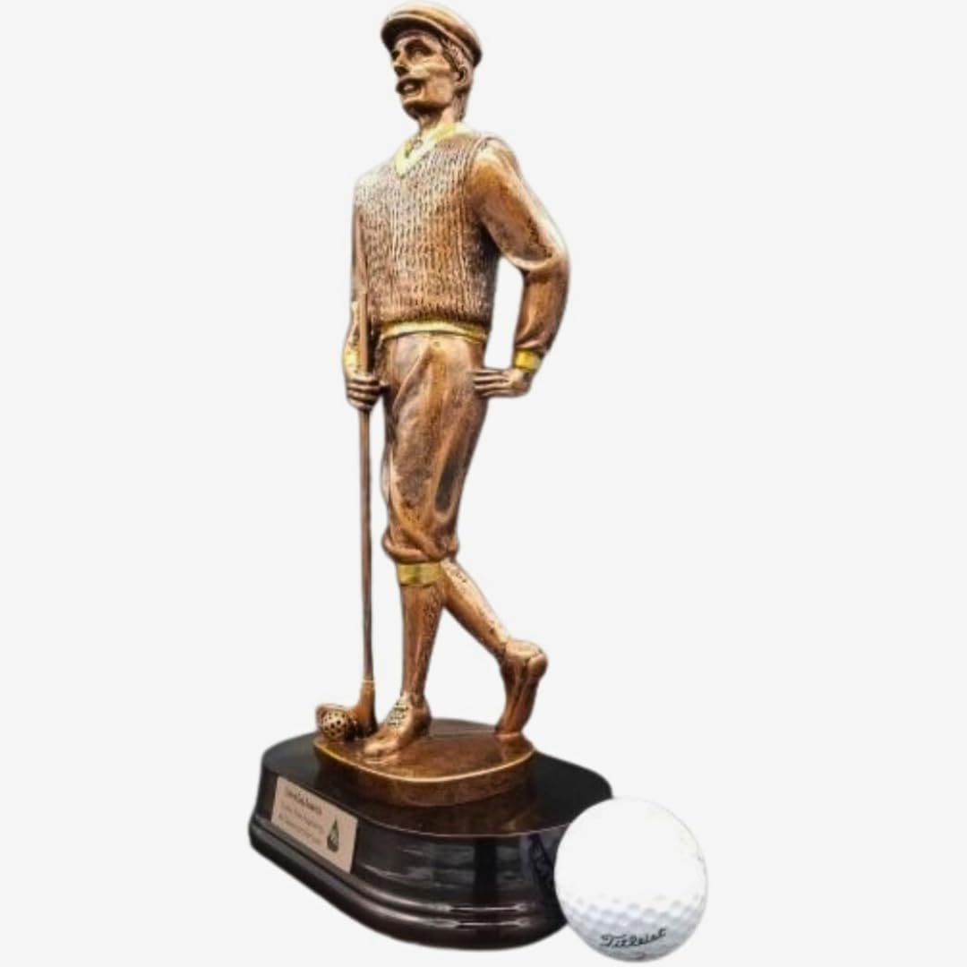 Old Time Golfer Trophy – Classic Vintage Bronze Golf Statue on Polished Rosewood Base – Custom Engraved Recognition Award for Tournaments Championships or Club Events