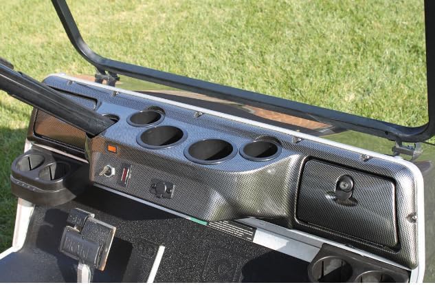 HECASA Dash Board Cover Assembly Compatible with 1982-Up Club Car DS Golf Cart Carbon Fiber Style Glove Boxes 4 Cup Holders (DS Models ONLY)