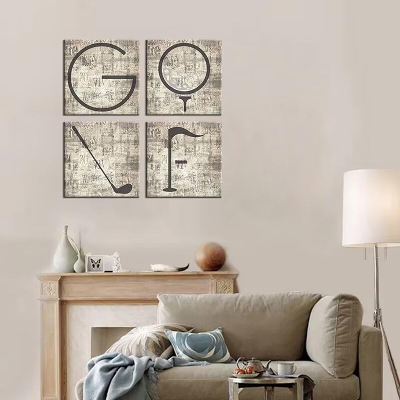 Pankila Golf Canvas Wall Art Golf Pictures Canvas Prints Golf Wall Decor for Living Room Bedroom Bathroom Club Gym Home Decorations Painting Framed Artwork Ready to Hang (24''W x 24''H x 4)