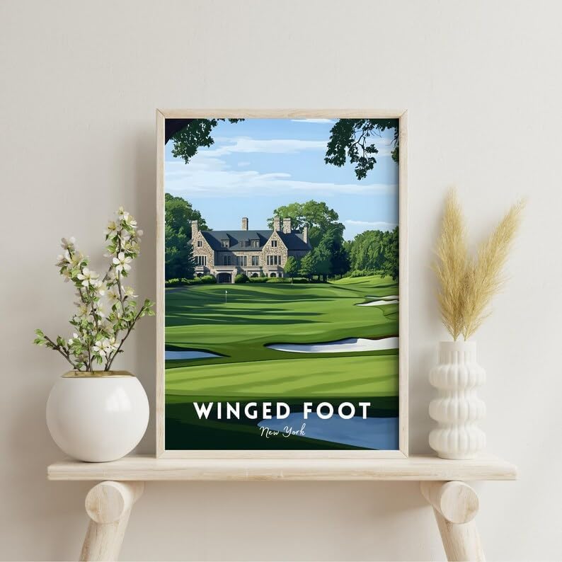 Nationcog Winged Foot Golf Wall Art Print, Classic New York Course Poster for Office or Home, Vintage Decor for Men, Thoughtful Gift for Dad or Husband, Timeless Golf Art (Unframed) (12x18)